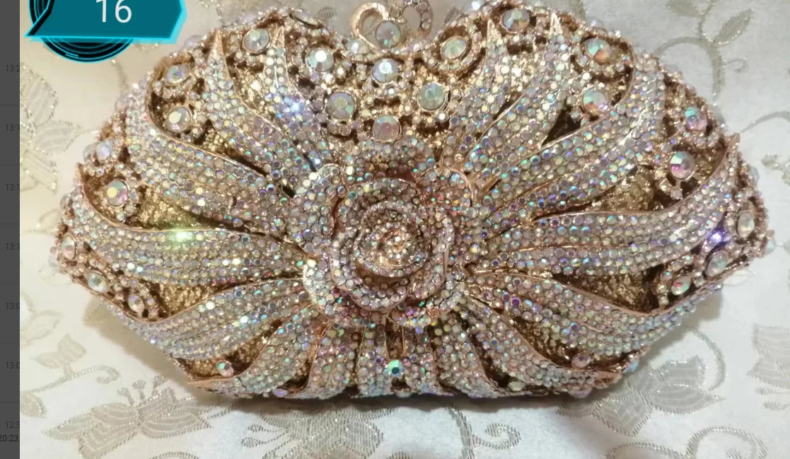 Luxury Purple/Blue Crystal Red Bag Rhinestones Evening Clutch Purse Wedding Ladies Party Clutches Evening Bags for Girl Gift Bag