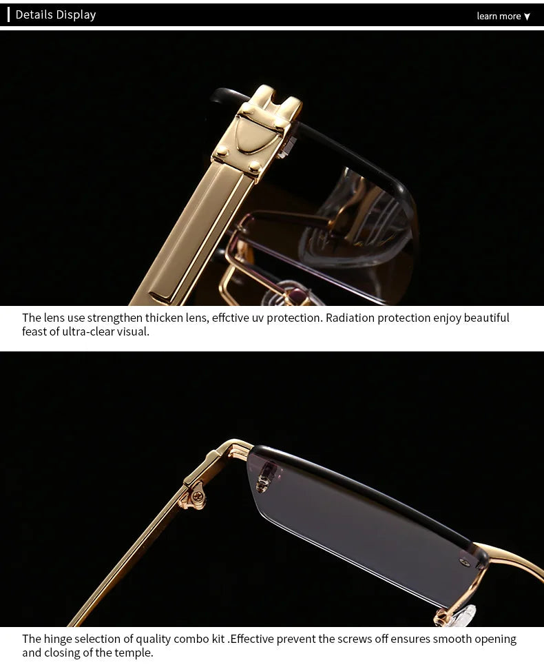 Luxury Small Square Rimless Sunglasses For Women Men Fashion Brand Designer Retro Gradient Shades Trending Sun Glasses UV400