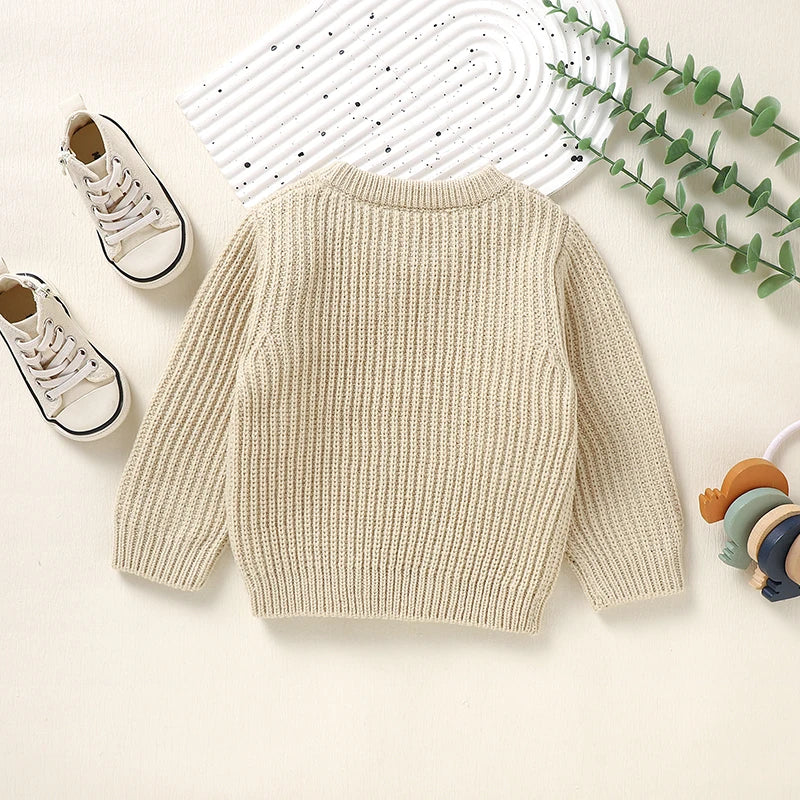 Baby Sweaters Casual Crew Neck Long Sleeve Knitted Newborn Boys Girls Pullovers 1-3Y Infant Unisex Solid Knitwear Toddler Jumper