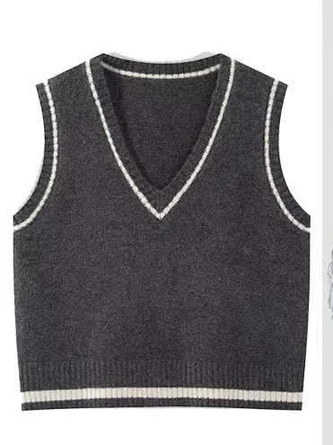 Japan Style Cute Women Sweater Vest Printed Sleeveless Loose Outerwear Knitted Waistcoat 2026 Vintage Y2K Autumn Pullovers Tops