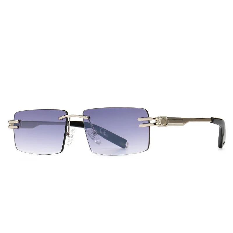 Luxury Small Square Rimless Sunglasses For Women Men Fashion Brand Designer Retro Gradient Shades Trending Sun Glasses UV400