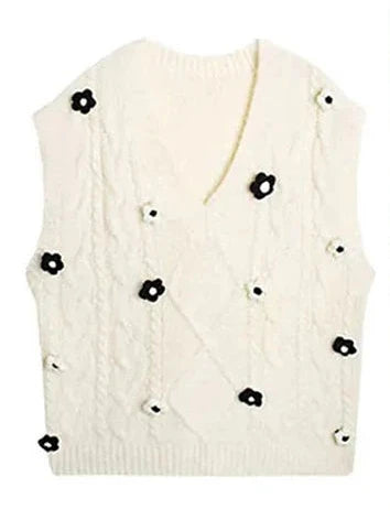 Japan Style Cute Women Sweater Vest Printed Sleeveless Loose Outerwear Knitted Waistcoat 2026 Vintage Y2K Autumn Pullovers Tops