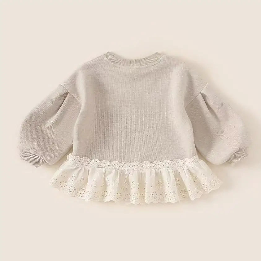 Baby Girls Sweatshirt Autumn Kids Fashion Pullovers Princess Casual Tops 2025 New Toddler Casual Clothing Girl Lace Sweet Coats