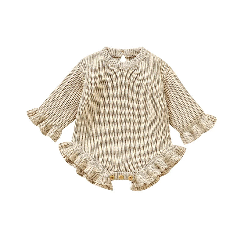 Baby Girls Clothes 0-3M White Long Sleeve Knitted Newborn Infant Babies Onesie Outfits Spring Fall Winter Toddler Kids Jumpsuits