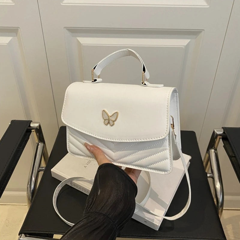 Quilted Crossbody Bags for Women,Gold Butterfly Top Handle Bags,Adjustable Shoulder Strap, Elegant Flap Evening Purse for Dating