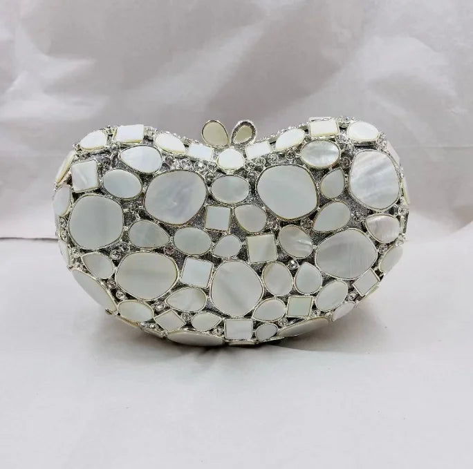 Women Pink Shell Clutch Purse Lady Stones Minaudiere Purses Party Dinner Rhinestone Handbags Crystal Evening Bags and Clutches