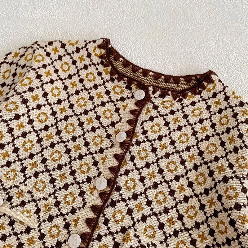 Autumn Baby Clothes Sweater Set Infant Girls Knit Sweaters Cardigan Jacket Blommer 2 Pcs