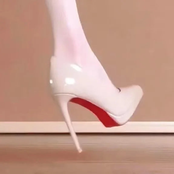 Pointed Toe High Heels Women's Shoes Comfortable Red Sole Waterproof Platform Spring Autumn Etiquette New 2025 Thin Heel