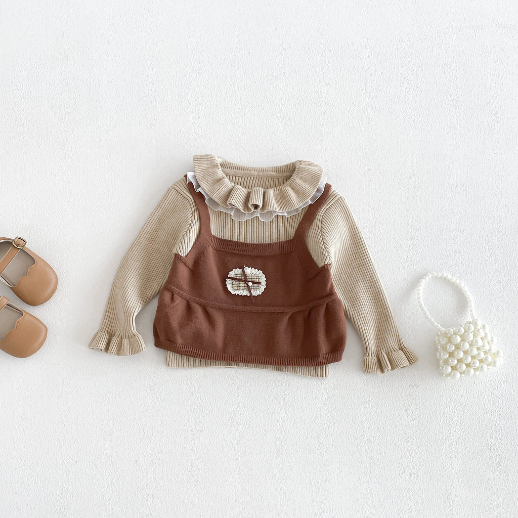 2026 New Autumn and Winter baby Sweater for Girls, Knit Top with doll Neckline, Stylish Upper Wear