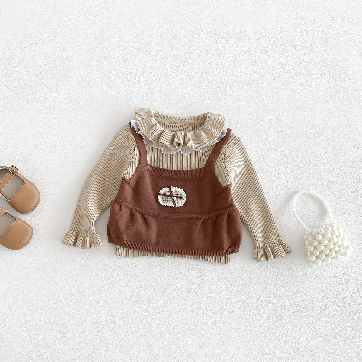 2026 New Autumn and Winter baby Sweater for Girls, Knit Top with doll Neckline, Stylish Upper Wear