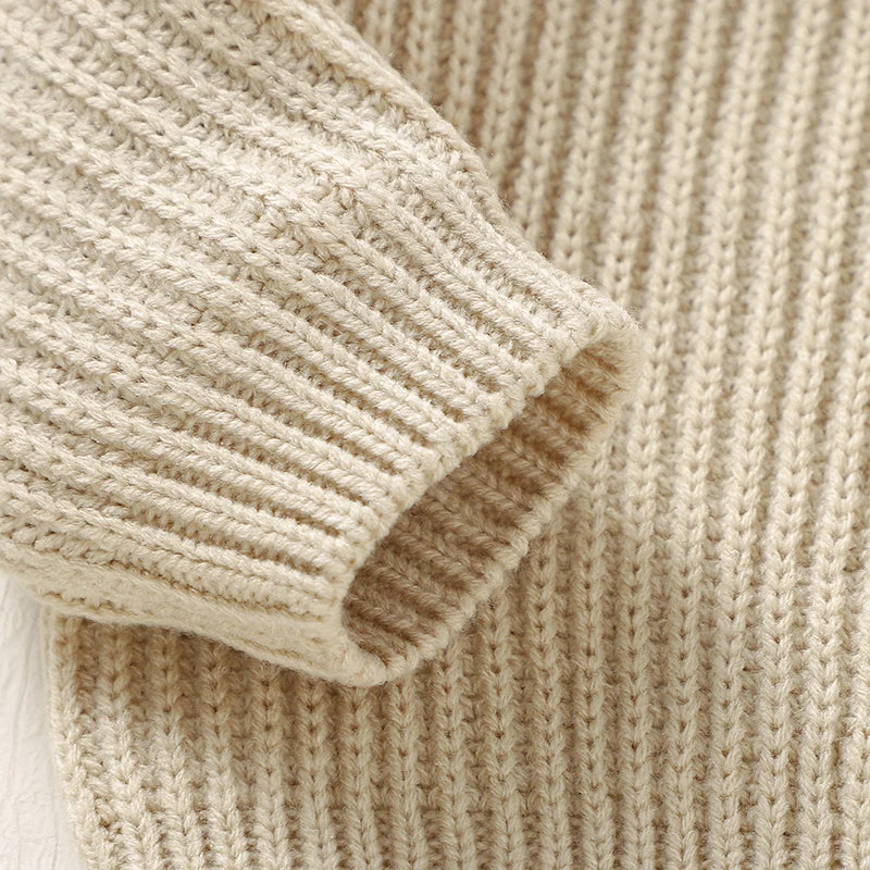Baby Sweaters Casual Crew Neck Long Sleeve Knitted Newborn Boys Girls Pullovers 1-3Y Infant Unisex Solid Knitwear Toddler Jumper