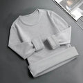 Men's Fleece Lined Thickened Long Sleeve T-Shirt round Neck Base Shirt Autumn Clothes Winter Long Sleeve Breathable Casual Wear