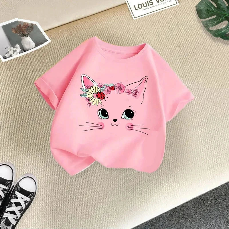 Girls Short Sleeve T-shirt Summer New Children's Top Loose Fashion Short Sleeves Clothes Kids Clothes