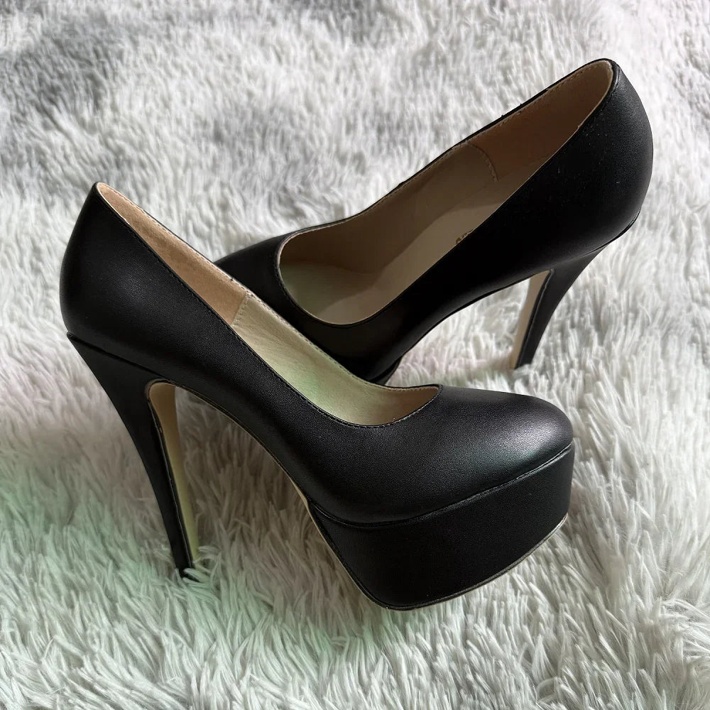 Women's High Heels 14cm Extremely Stripper Pole Dance Stilettos Sexy Platform Pumps Matte Round Toes Party Dress Wedding Shoes