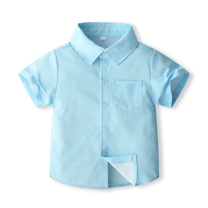 Boys Wedding Clothing Set Solid Cotton Shirt with Pants Kid Suspender Suit 0 1 2 3 4 Years Fall Birthday Costume Gentleman Child