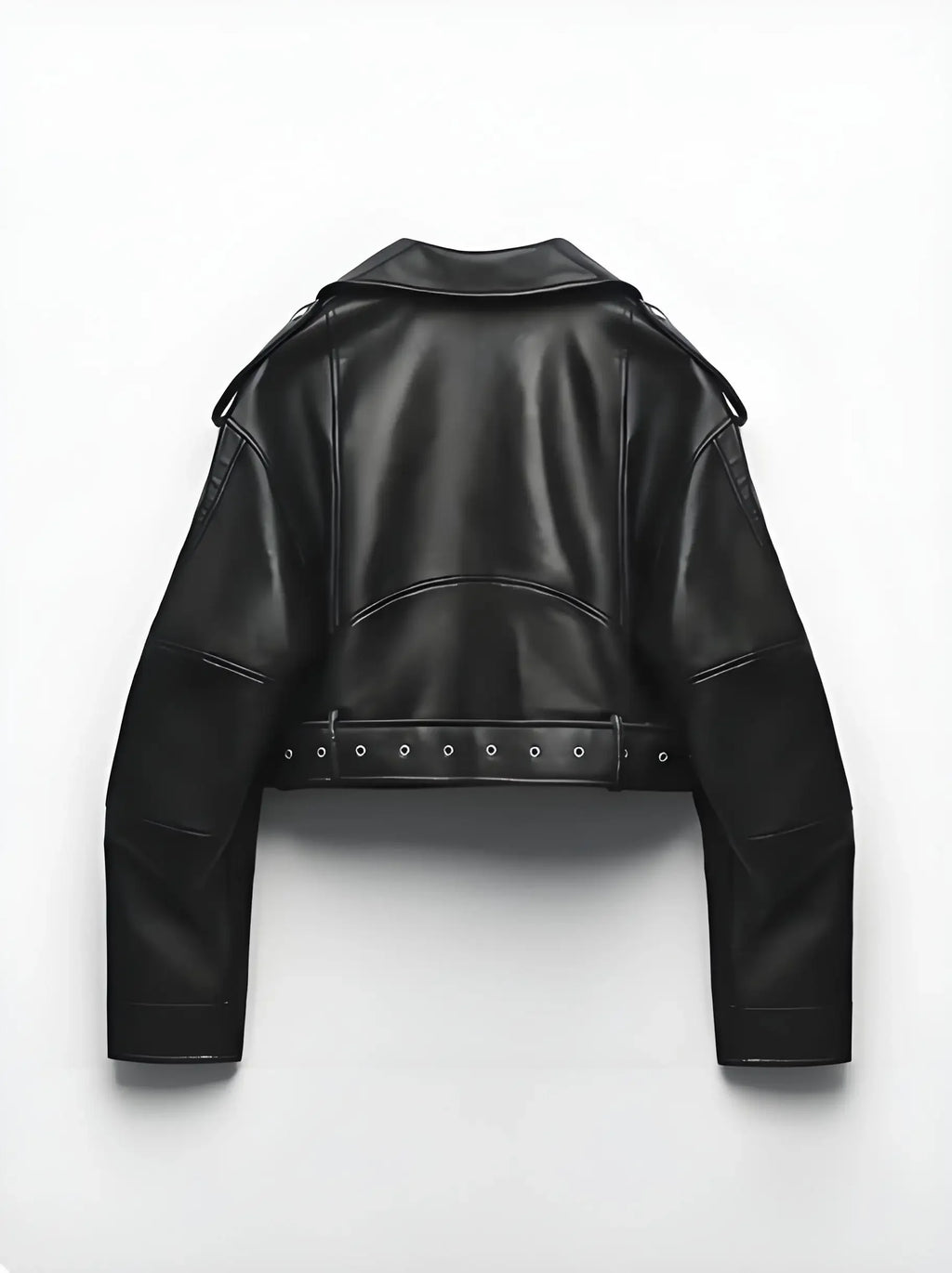Faux PU Leather Jacket Casual Lady Lapel Zipper Short Leather Jacket High Women's Street Motorcycle Coat Tops