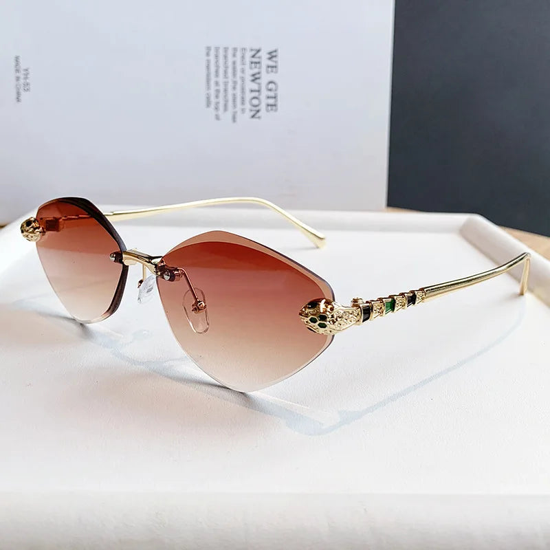 Brand Designer Women's Sunglasses Metal Rimless Design Sunglasses UV400 Sunshade Glasses Women Sunscreen Sun Glasses