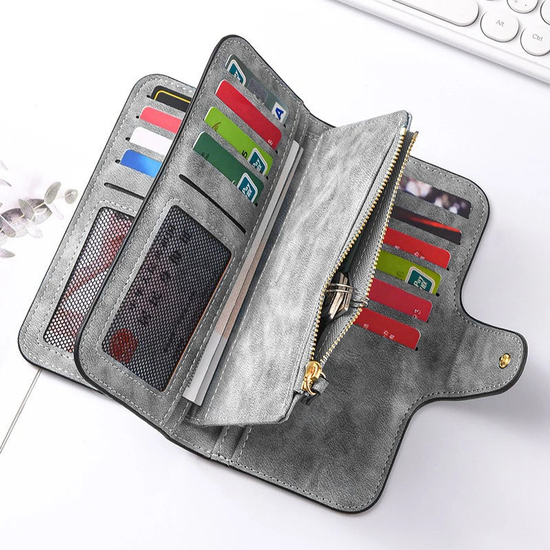 Women Butterfly Long Zipper Wallet Buckle Handbags Coin Purse Soft PU Leather Multi-Card Holder Cute Large Capacity Bag Gift