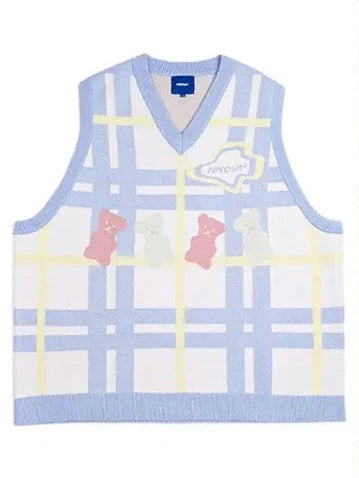 Japan Style Cute Women Sweater Vest Printed Sleeveless Loose Outerwear Knitted Waistcoat 2026 Vintage Y2K Autumn Pullovers Tops
