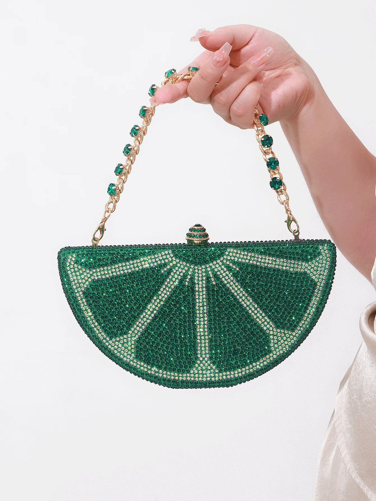 XIYUAN Watermelon Shaped Rhinestone Evening Clutch Bag Women Multicolor Crystal Handbag for Wedding Cocktail Summer Party Purse