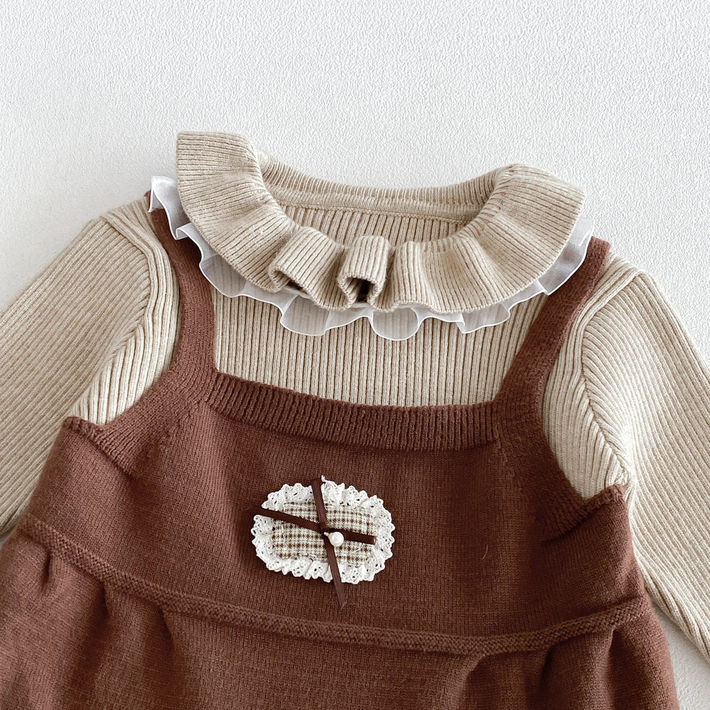 2026 New Autumn and Winter baby Sweater for Girls, Knit Top with doll Neckline, Stylish Upper Wear