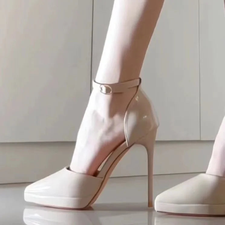 Pointed Toe High Heels Women's Shoes Comfortable Red Sole Waterproof Platform Spring Autumn Etiquette New 2025 Thin Heel
