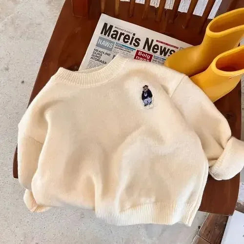 Kids' Sweater 2023Autumn New Boys and Girls Cartoon Sweater Baby Low Collar Bear Sweater Trendy Net Red Fashion