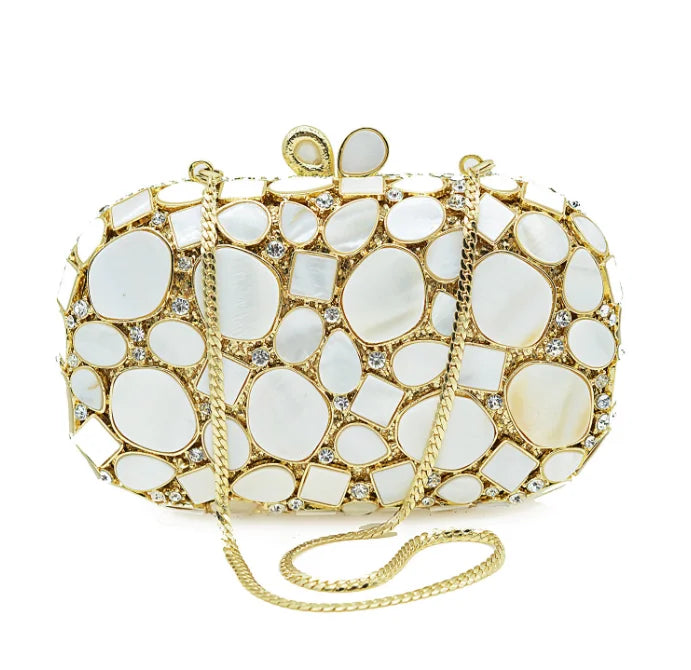 Women Pink Shell Clutch Purse Lady Stones Minaudiere Purses Party Dinner Rhinestone Handbags Crystal Evening Bags and Clutches
