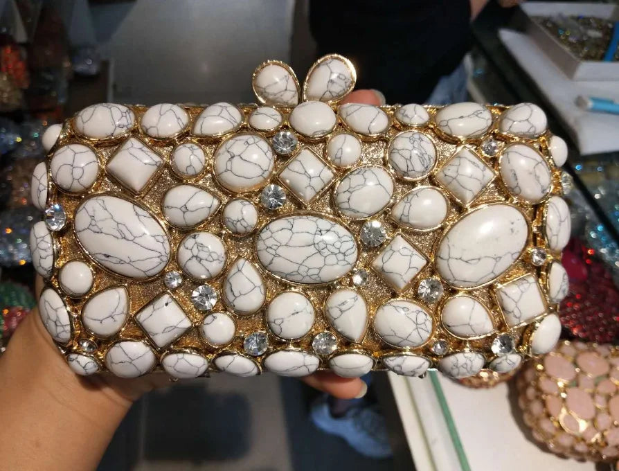 Women Pink Shell Clutch Purse Lady Stones Minaudiere Purses Party Dinner Rhinestone Handbags Crystal Evening Bags and Clutches