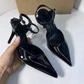High Heels Women's Shoes for Business Elegant Pointed Toe Patent Leather Daily Office Stilettos Designer Summer Ladies Sandals