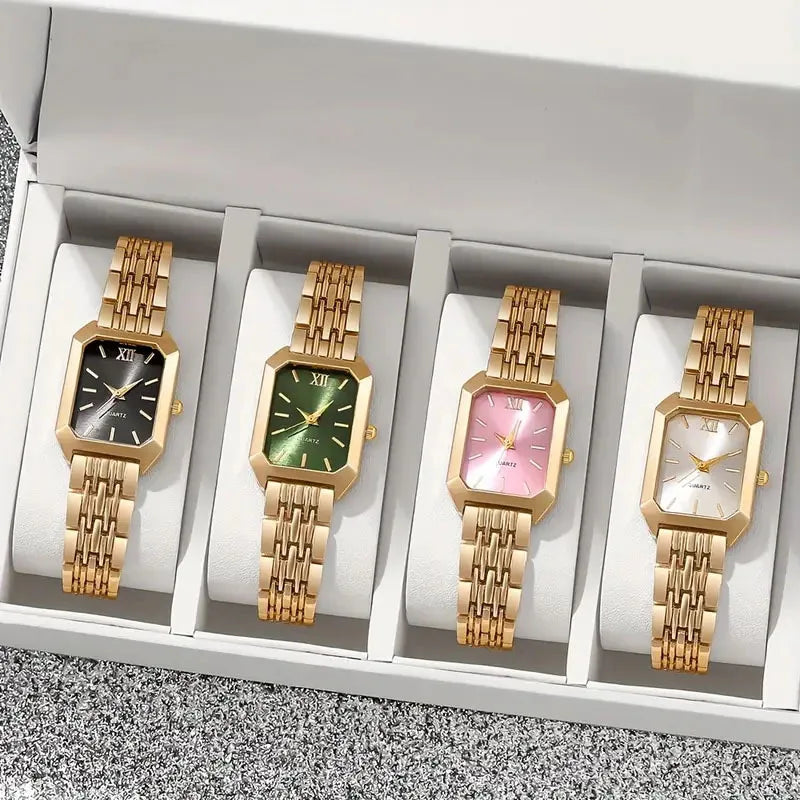 Cross border foreign trade new simple leisure fashion scale square alloy steel strip bracelet for women quartz watch