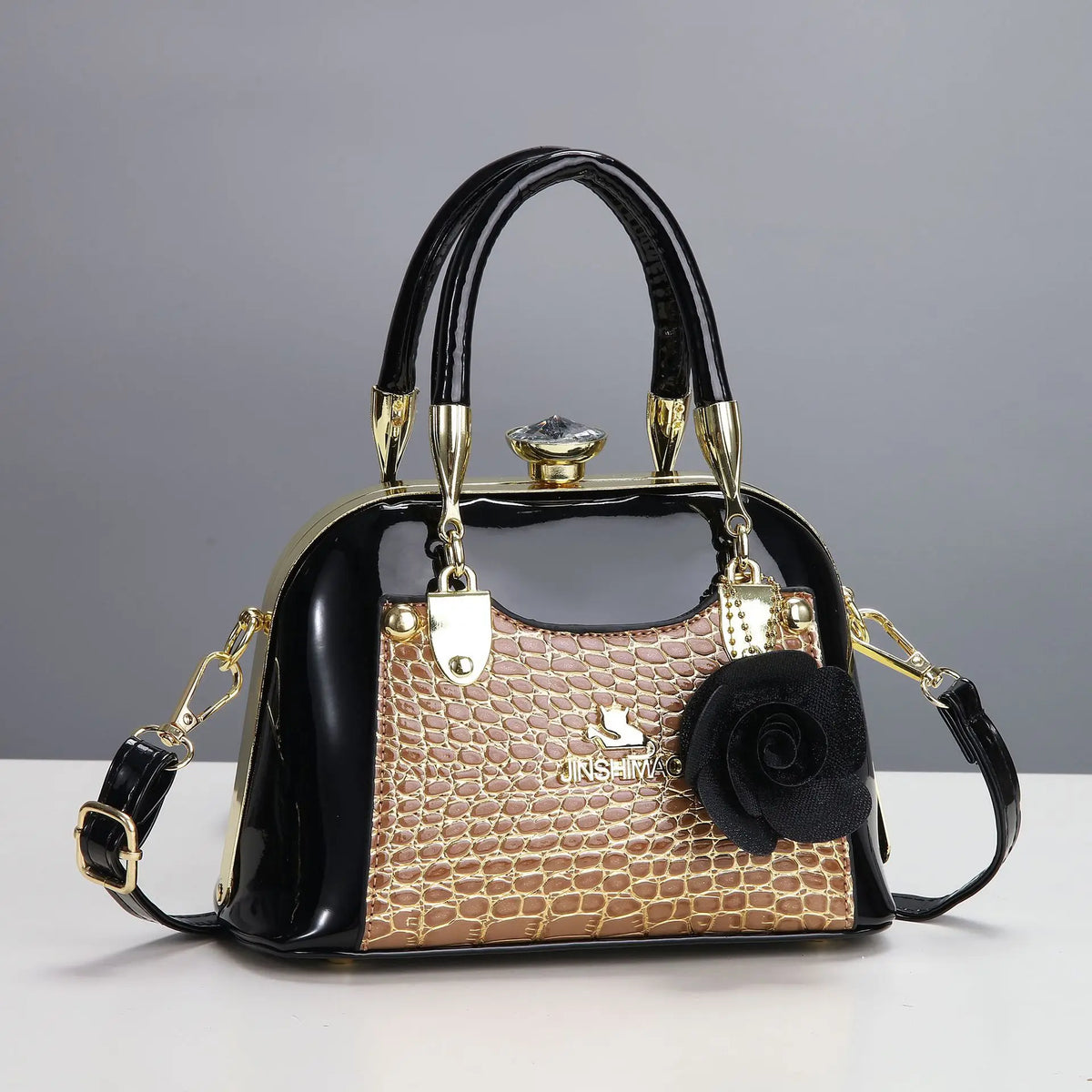 Elegant Clutch Bag New 2025 Luxury Banquet Bags with Rose Pendant Women Luxury Evening Handbags Party Clutches Shoulder Bags