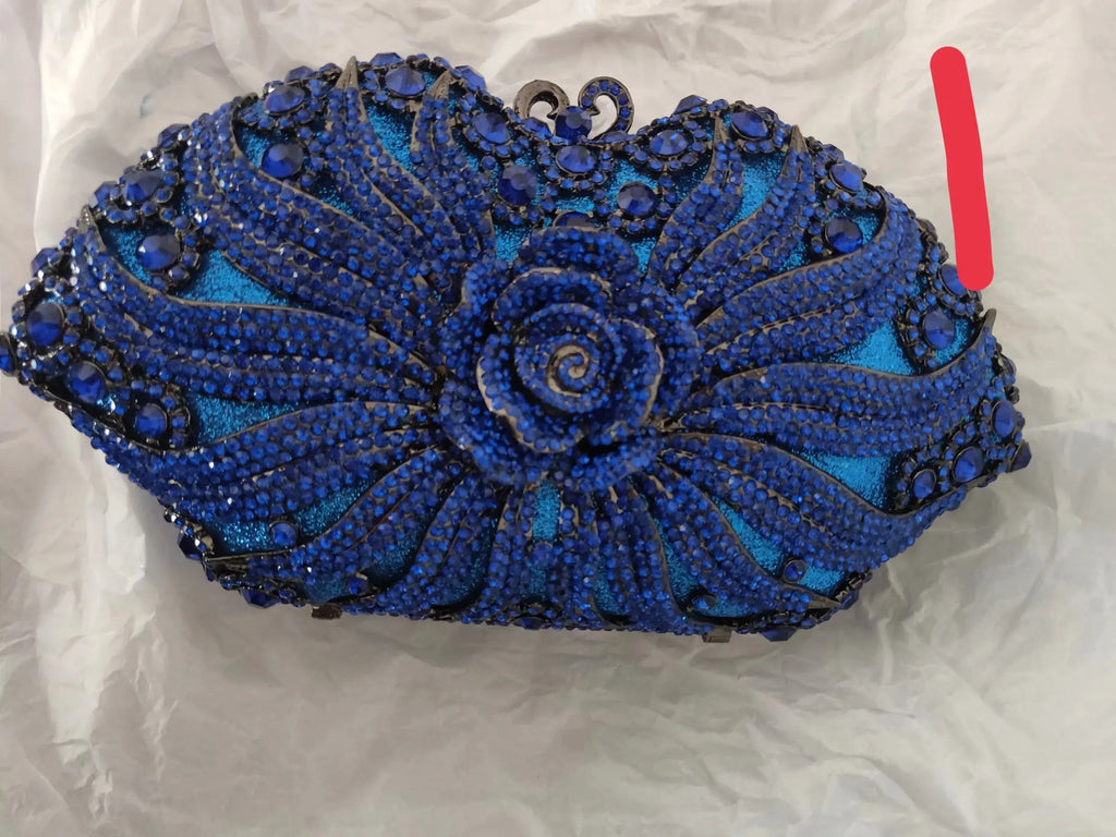 Luxury Purple/Blue Crystal Red Bag Rhinestones Evening Clutch Purse Wedding Ladies Party Clutches Evening Bags for Girl Gift Bag