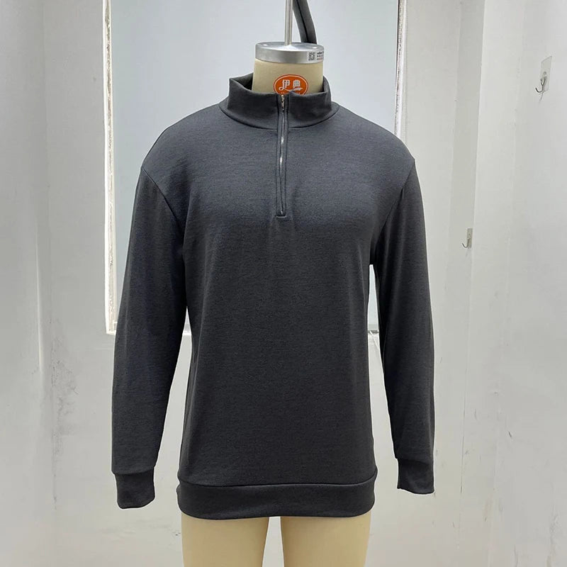 New Men's Sweaters V-neck Long Sleeve Pullover Autumn Lightweight Half Zipper Casual Sweater Outdoor Work Sweatshirts Winter Top