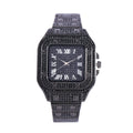 Men's Luxury Full Diamond Square Watch Iced Out Crystal Quartz Wristwatch Business Casual Waterproof Timepiece