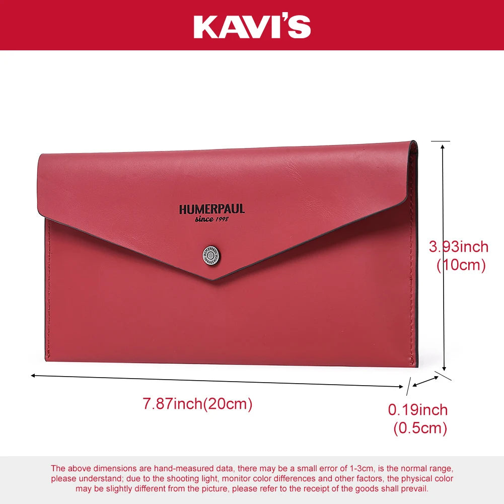 Genuine Leather Women's Wallet Reusable Money Clip Cash Bank Card Envelope Storage Money Bag Portable Leather Wallet Men