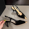 Pointed Toe High Heels Women's Thin Heel Summer 2026 New Black Seductive Suede Personality Wrap Head Sandals Women Fashionable
