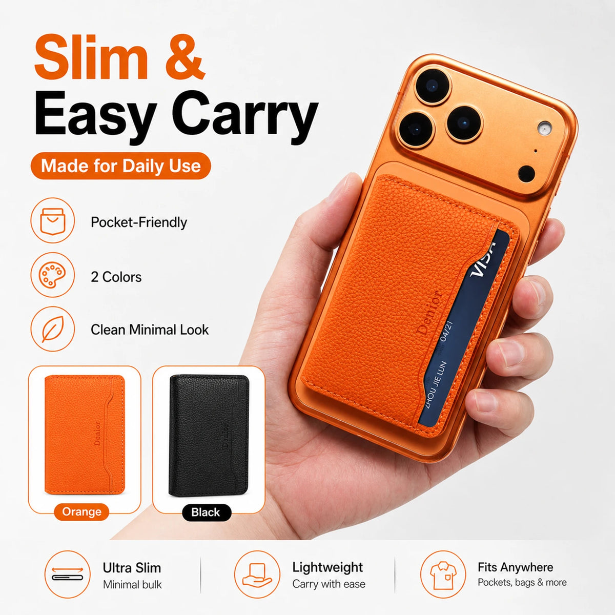 Denior Is Suitable for Phones or Phone Cases with Magnetic Suction Function, Ultra-Thin Magnetic Card Holder with 3 Card Slots