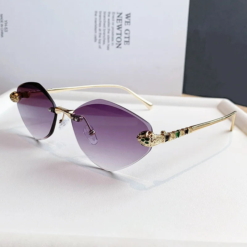 Brand Designer Women's Sunglasses Metal Rimless Design Sunglasses UV400 Sunshade Glasses Women Sunscreen Sun Glasses