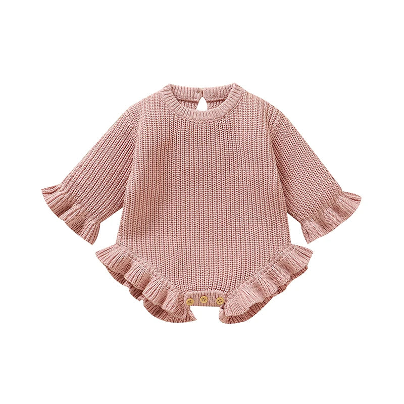 Baby Girls Clothes 0-3M White Long Sleeve Knitted Newborn Infant Babies Onesie Outfits Spring Fall Winter Toddler Kids Jumpsuits