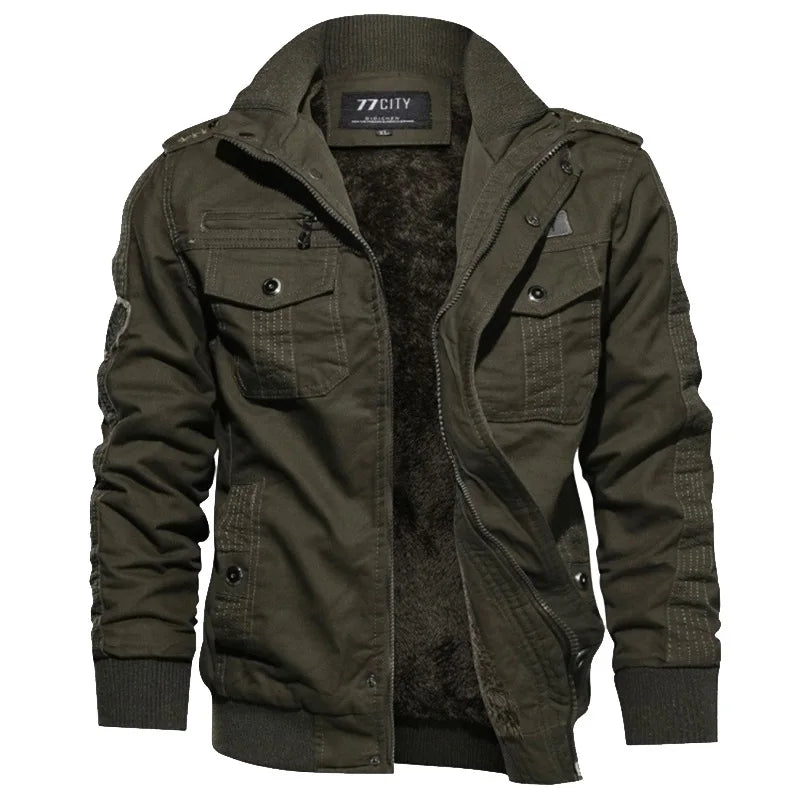 New Business Casual Jackets Man Winter Fleece Tactical Jacket Embroidery Windproof Multiple Pockets Outdoor Workwear Coat