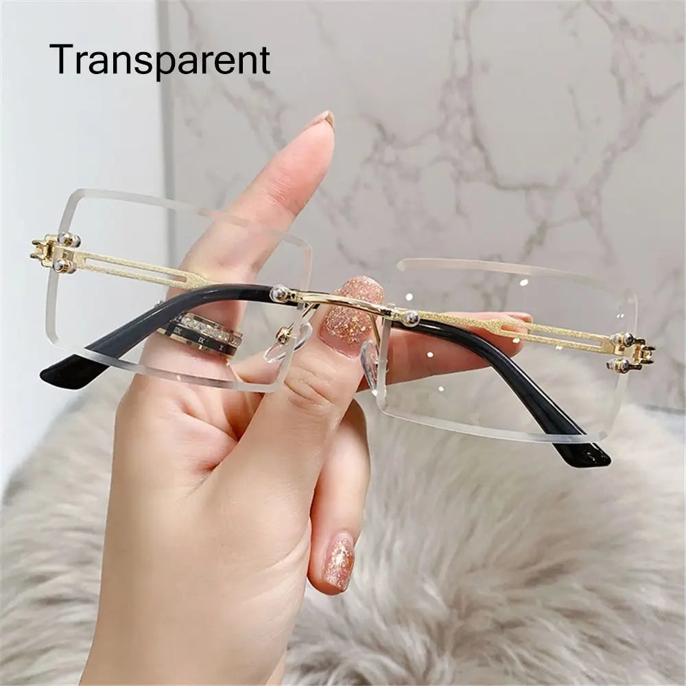 Retro Sunglasses Men Brand Designer Fashion Rimless Sun Glasses Shades Cutting Lens Ladies Frameless Eyeglasses