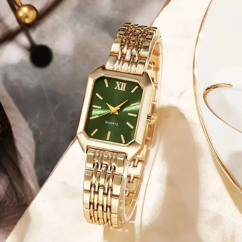 Cross border foreign trade new simple leisure fashion scale square alloy steel strip bracelet for women quartz watch