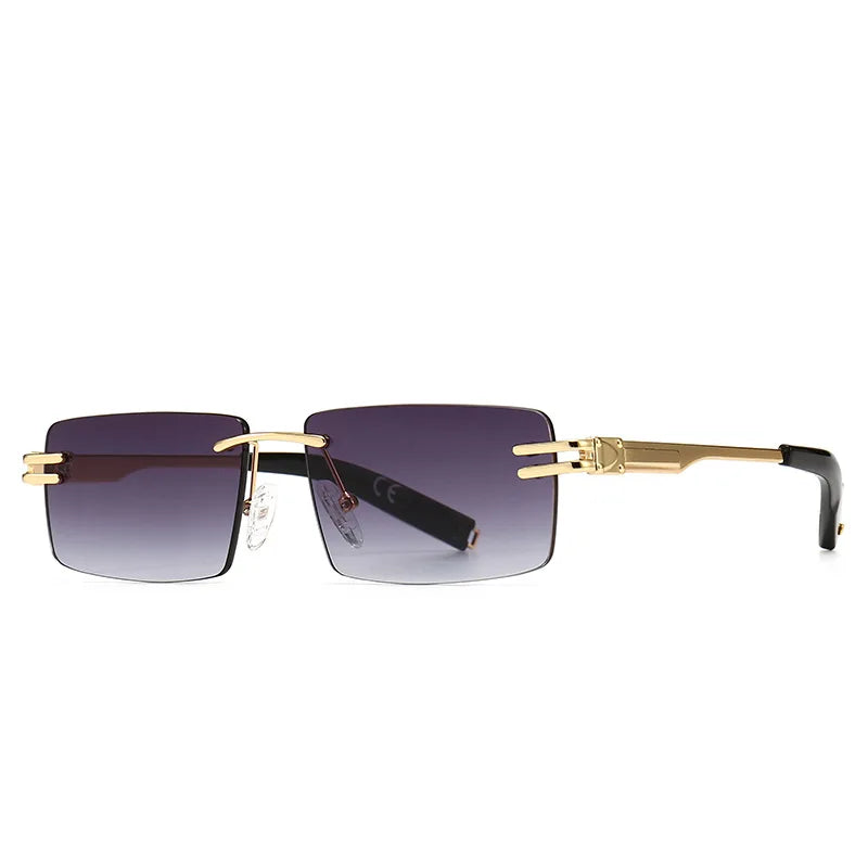 Luxury Small Square Rimless Sunglasses For Women Men Fashion Brand Designer Retro Gradient Shades Trending Sun Glasses UV400