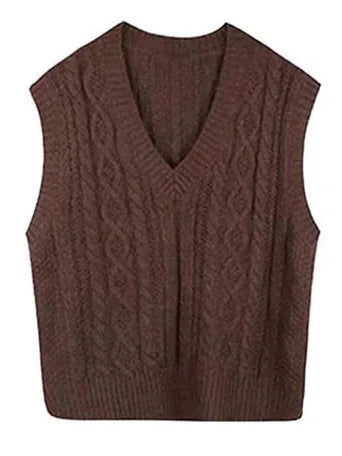 Japan Style Cute Women Sweater Vest Printed Sleeveless Loose Outerwear Knitted Waistcoat 2026 Vintage Y2K Autumn Pullovers Tops