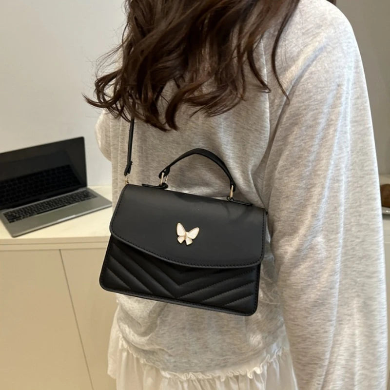 Quilted Crossbody Bags for Women,Gold Butterfly Top Handle Bags,Adjustable Shoulder Strap, Elegant Flap Evening Purse for Dating