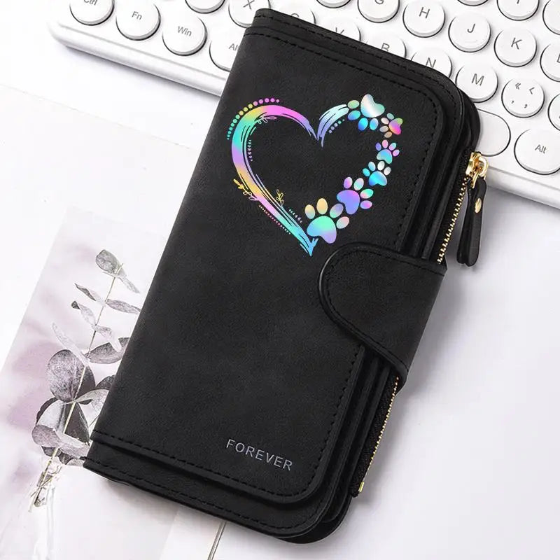 Women Butterfly Long Zipper Wallet Buckle Handbags Coin Purse Soft PU Leather Multi-Card Holder Cute Large Capacity Bag Gift