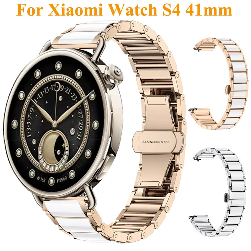 For Xiaomi Watch S4 41mm Ceramics Bracelet Strap 18mm Slim Women Watchband For Garmin Venu 4 41mm/Venu 2S 3S/Huawei GT6 5 4 41mm