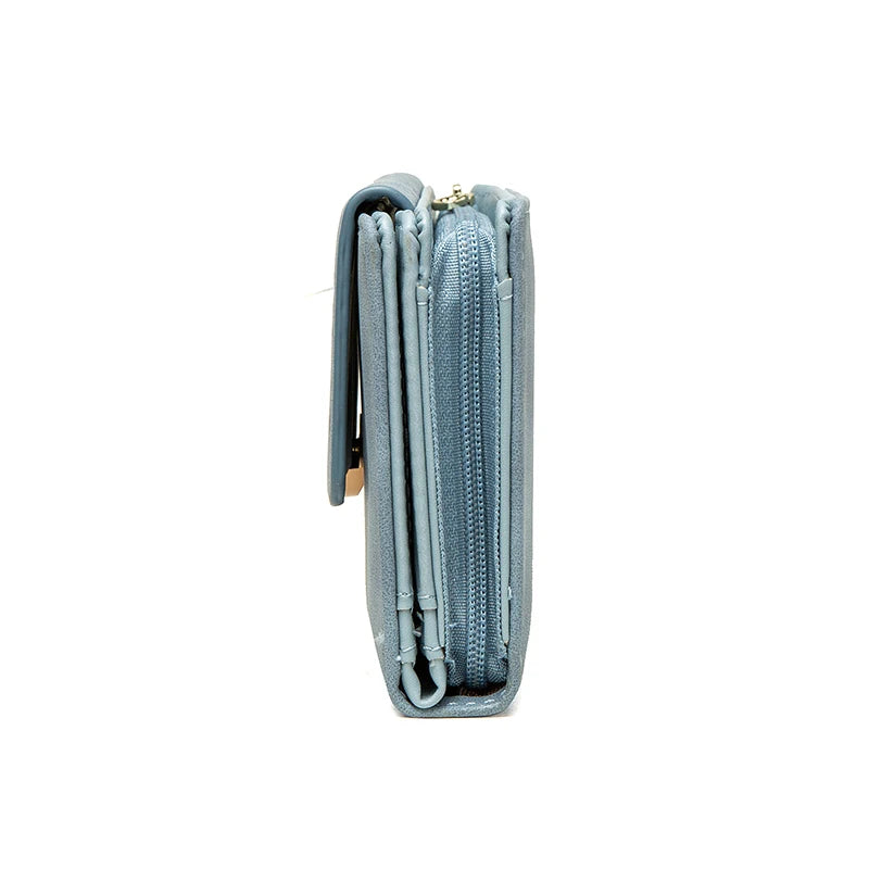 Purse Female Niche Design Retro Simple Long Mobile Phone Bag Frosted Leaf Women's Purse 2023 New Trend All-Matching Wallet Women