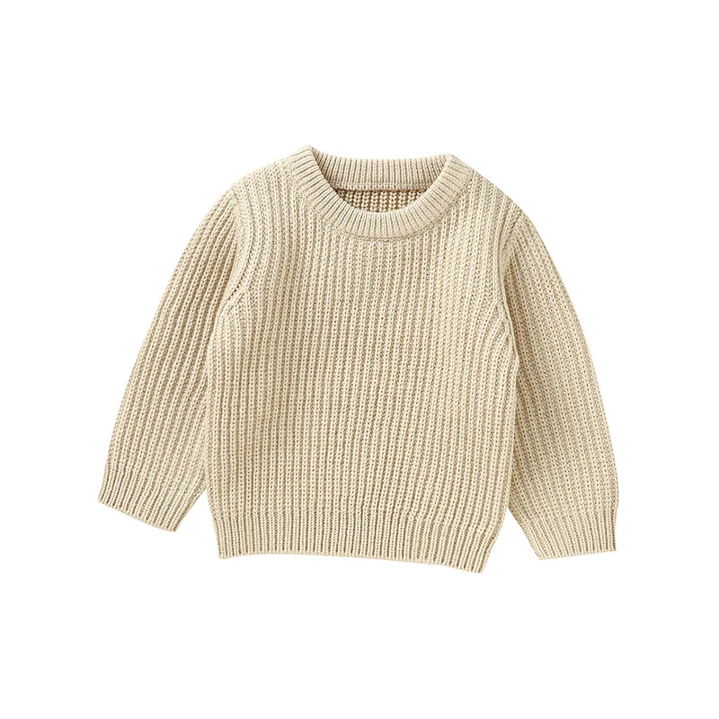 Baby Sweaters Casual Crew Neck Long Sleeve Knitted Newborn Boys Girls Pullovers 1-3Y Infant Unisex Solid Knitwear Toddler Jumper